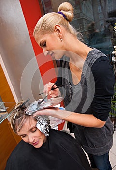 Hair stylist at work