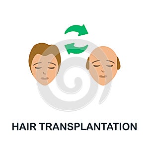 Hair Transplantation flat icon. Colored sign from plastic surgery collection. Creative Hair Transplantation icon