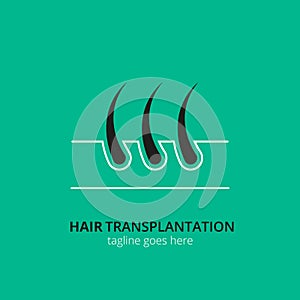 Hair transplantation logo concept for design. Vector healthcare medicine icon