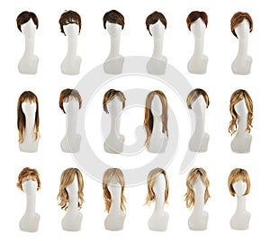 Hair wig over the mannequin head set