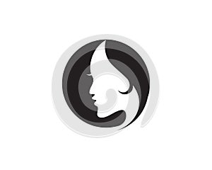 hair woman and face logo and symbols vector