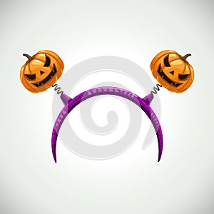 Hairband with pumpkins, head band decor. Vector Halloween element.