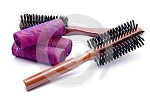 Hairbrush and curler