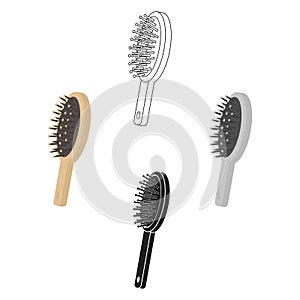 Hairbrush icon in cartoon,black style isolated on white background. Make up symbol stock vector illustration.