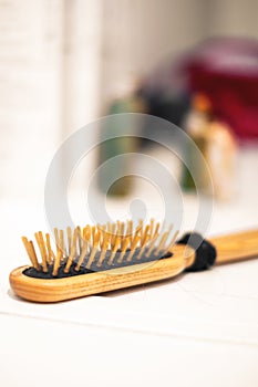 hairbrush vertical background wooden comb