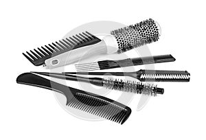 Hairbrushes isolated on a white background