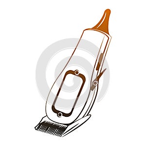 Haircut machine isolated orange lines