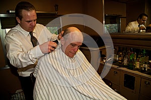 Haircut at the Troop Train