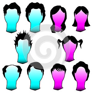 Haircuts and hairstyles in vector silhouette photo
