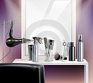 Hairdress Tools Realistic Composition