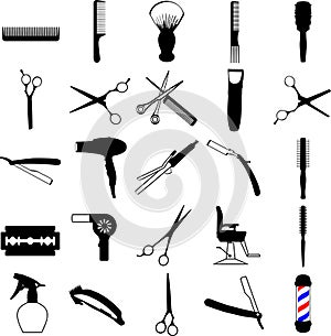 Hairdresser, barber, salon icons Hand drawn, Vector, Eps, Logo, Icon, crafteroks, silhouette Illustration for different uses