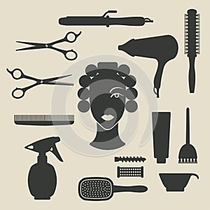 Hairdresser icons set