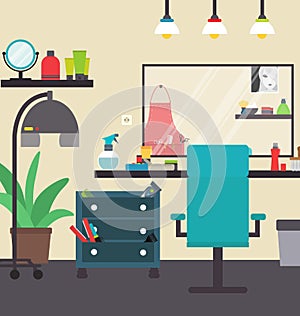 Hairdresser's interior illustration