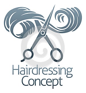 Hairdresser Salon Scissors Cutting Lock Of Hair photo