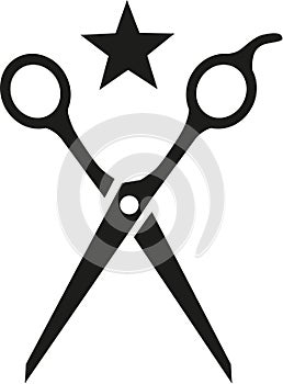 Hairdresser scissor with star