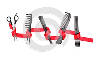 Hairdresser tools with gift ribbon