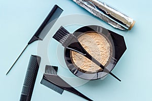 Hairdresser tools for hair dye - with mixing bowl and brush