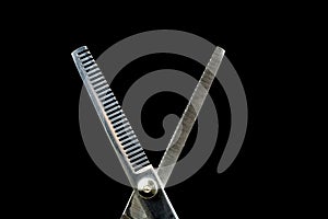 Hairdressers Hair Thinning Shears  on a Black Background