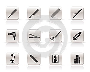 Hairdressing, coiffure and make-up icons photo