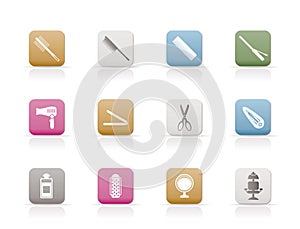 Hairdressing, coiffure and make-up icons - vector
