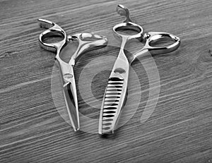 Hairdressing different scissors