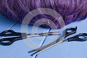 Hairdressing different scissors