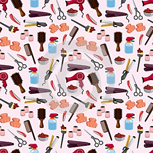 Hairdressing KIT seamless pattern