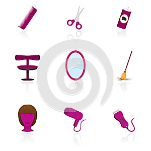 Hairdressing saloon objects icons photo