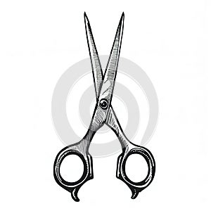 Hairdressing scissors,white background,ink sytle with Generative AI