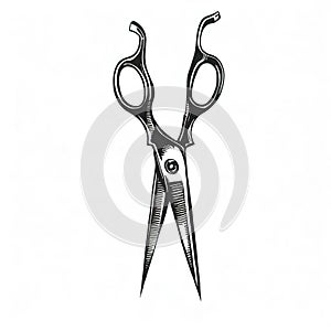 Hairdressing scissors,white background,ink sytle with Generative AI