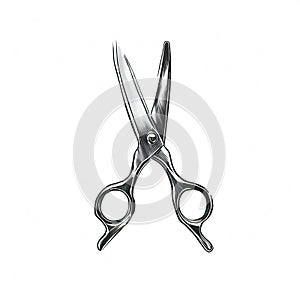 Hairdressing scissors,white background,Monochrome sytle with Generative AI