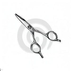 Hairdressing scissors,white background,Monochrome sytle with Generative AI