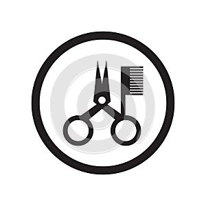 Hairdressing tools icon vector sign and symbol isolated on white background, Hairdressing tools logo concept