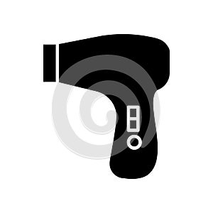 Hairdrier icon, vector illustration, black sign on isolated background