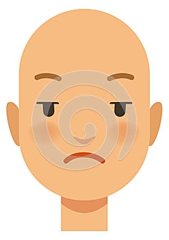 Hairless female head with angry face cartoon expression