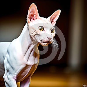Hairless Sphinx Cat Portrait in House