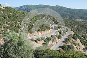 Hairpin Bend Mountain Road In Greece