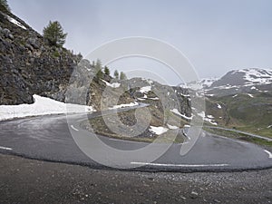 Hairpin bend in road to col de la bonette in alpes de haute provence