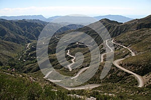 Hairpin bends in the Andes