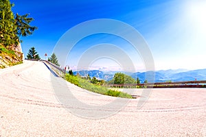 Hairpin curve on mountain road