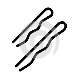 Hairpin vector icon. Black hairdressing tool illustration on white background. Solid linear beauty icon.