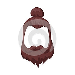 Hairstyle beard and hair face cut mask flat cartoon vector.