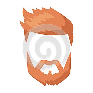 Hairstyle beard and hair face cut mask flat cartoon vector.