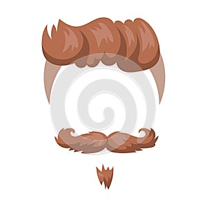 Hairstyle beard and hair face cut mask flat cartoon vector.