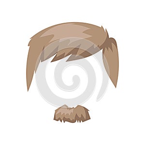 Hairstyle beard and hair face cut mask flat cartoon vector.