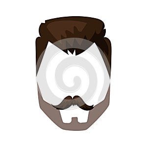 Hairstyle beard and hair face cut mask flat cartoon vector.