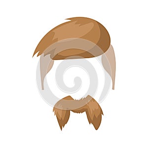 Hairstyle beard and hair face cut mask flat cartoon vector.