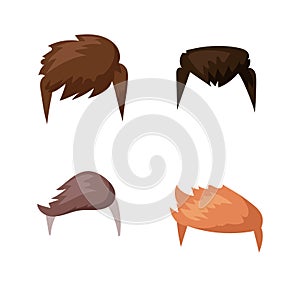 Hairstyle beard and hair face cut mask flat cartoon vector.