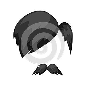 Hairstyle beard and hair face cut mask flat cartoon vector.