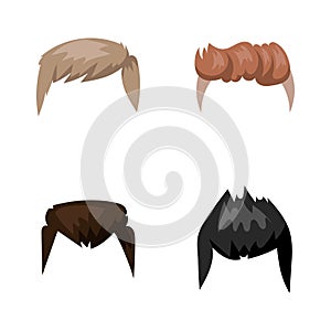 Hairstyle beard and hair face cut mask flat cartoon vector.